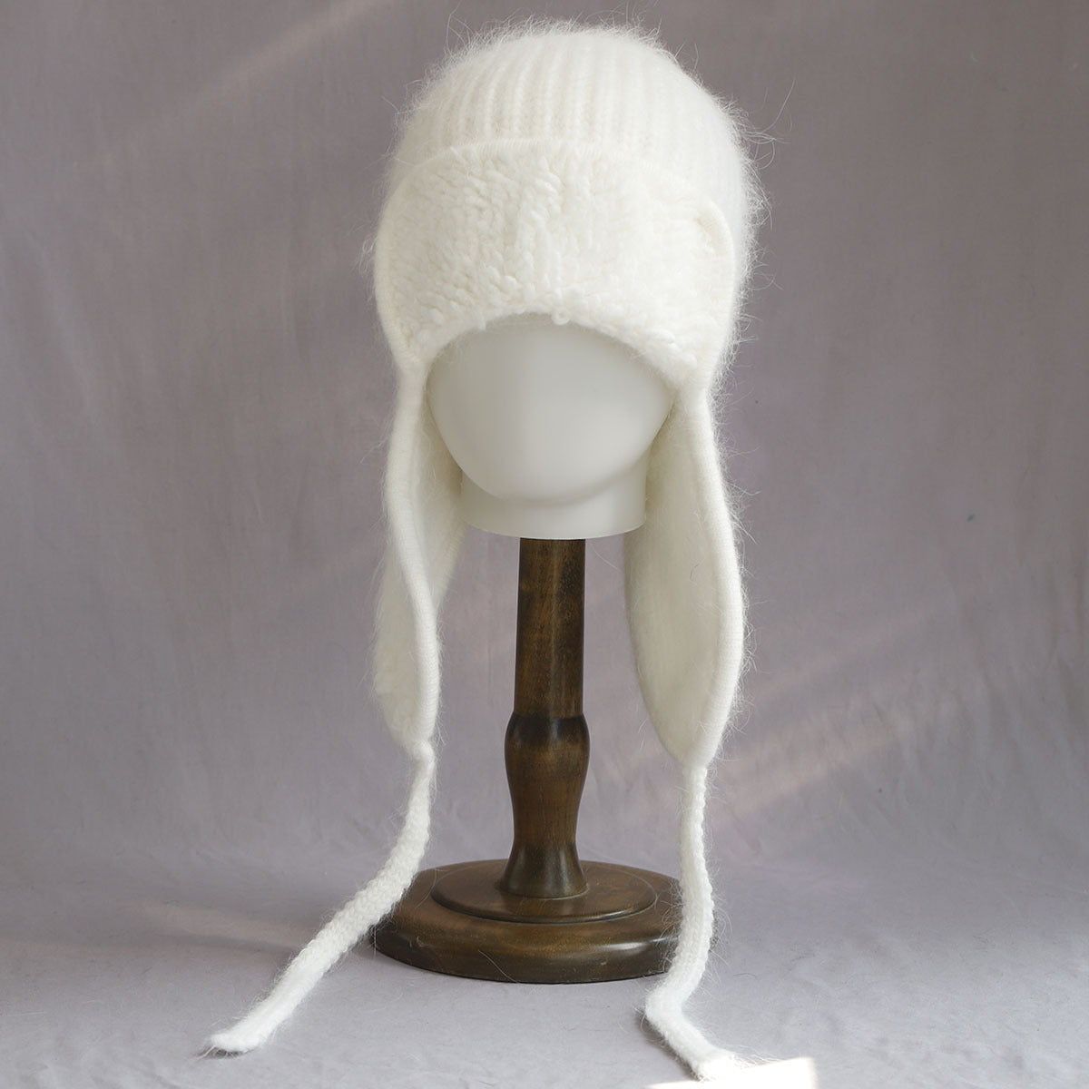 Sweet Solid Angora Trapper Knit Beanie 6W6HAT697