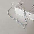 Fresh Blue Crystal Bowknot Beaded Necklace 6W6JNC434