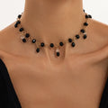 Dark Gothic Crystal Teardrop Fringe Choker P6W6JNC886