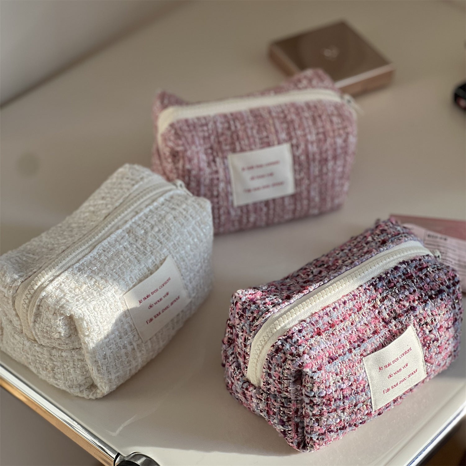 Luxury Tweed Cosmetic Bag - DippedShop Wholesale - #5155