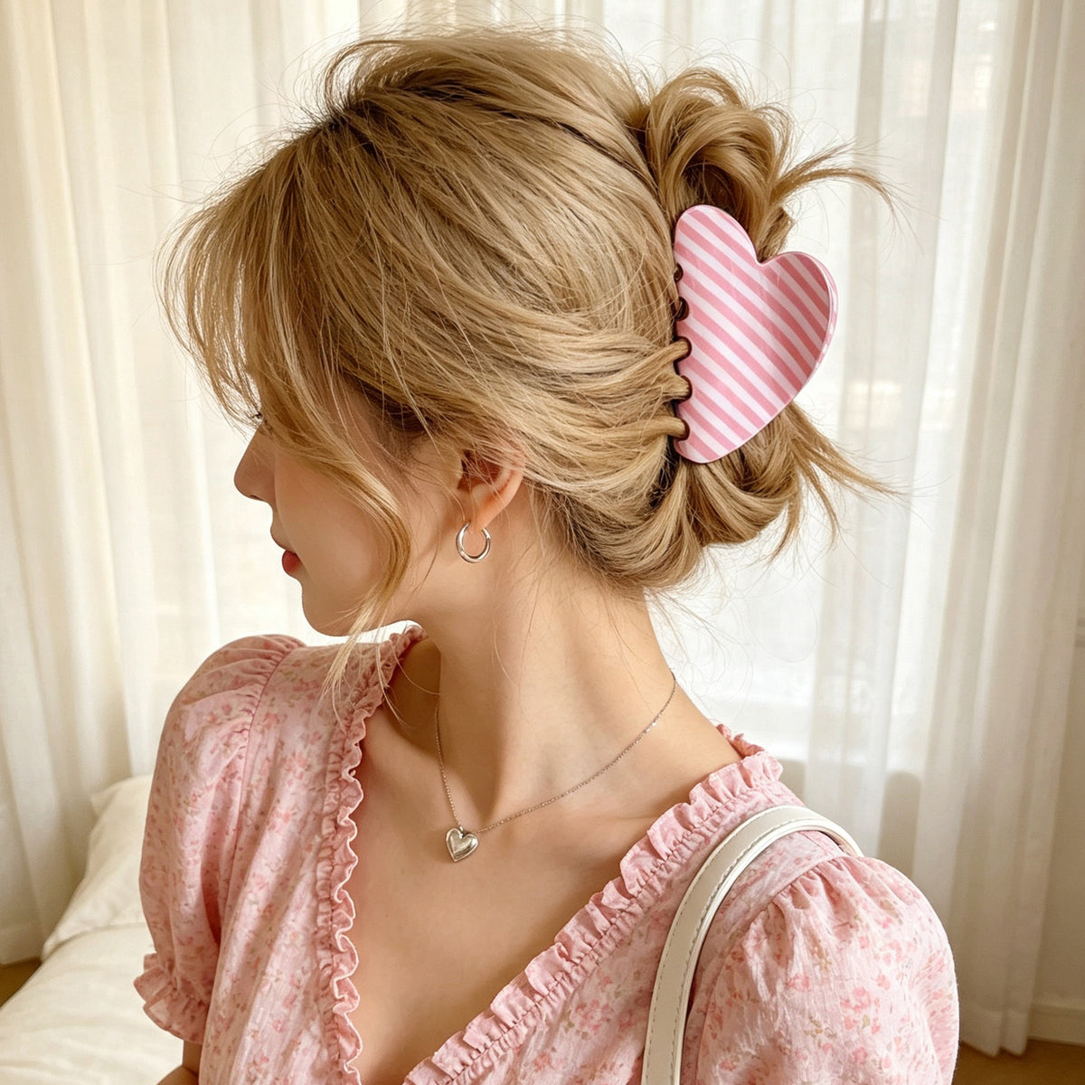 Polka Dot Heart Hair Claw - DippedShop Wholesale - #6243