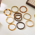 Boho Style Wooden Beaded Layered Elastic Bracelet 6W6JBR504