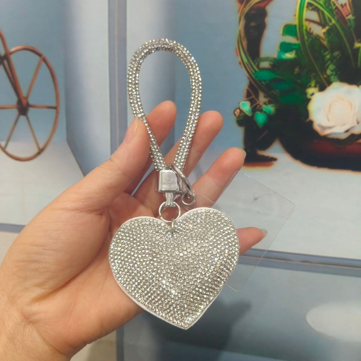 Rhinestone Heart Bag Charm - DippedShop Wholesale - #8467