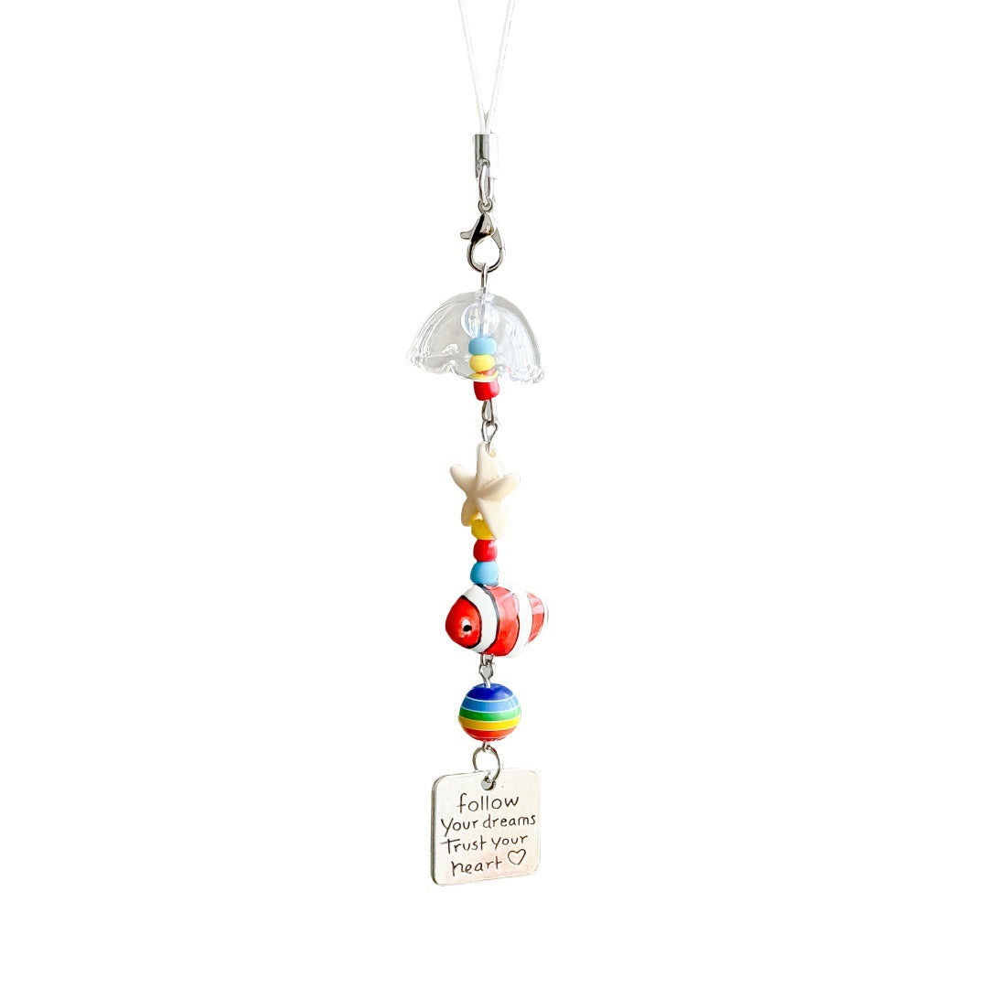 Minimalist Wind Chime Fish Beaded Phone Charm DP25C907