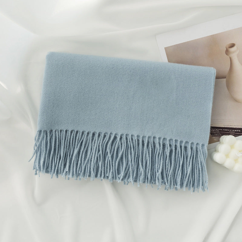 Warm Solid Color Tassel Scarf 6W6NSW305