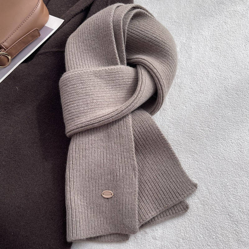 Solid Color Wool Blend Warm Knit Scarf 6W6NSC69