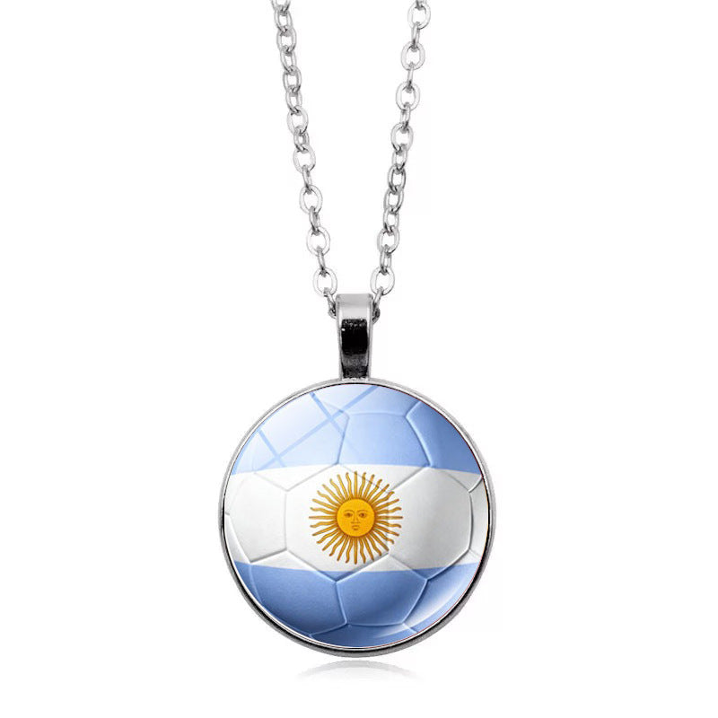 Stylish Country Flag Football Shape Pendant Necklace 8ZA6JNC279T