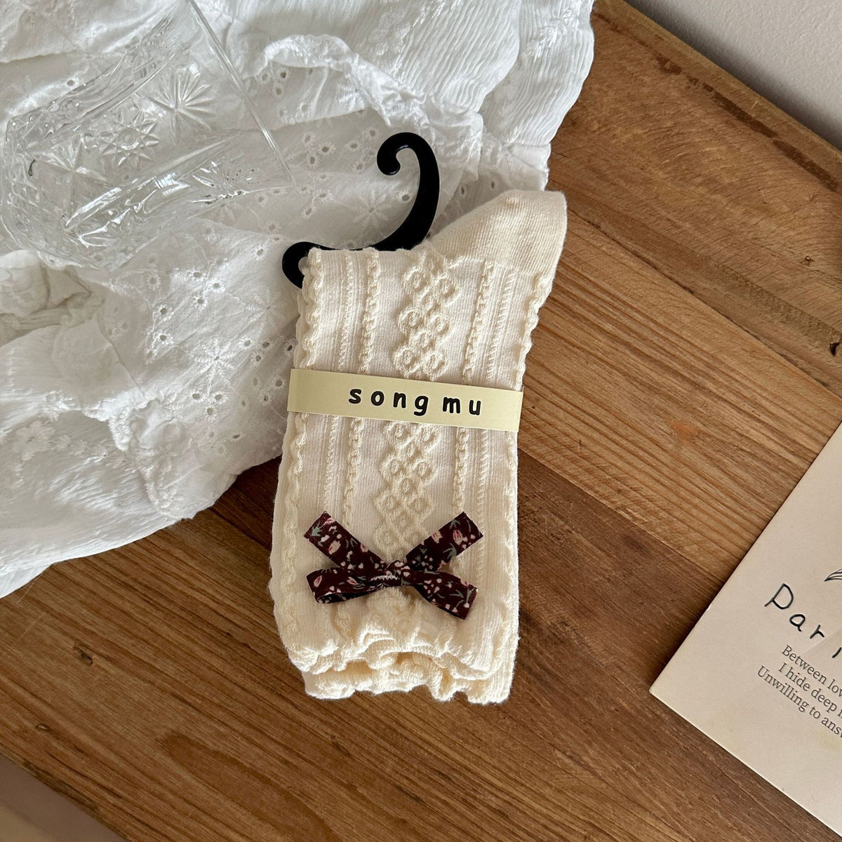 Floral Bow Crew Socks - DippedShop Wholesale - #8675