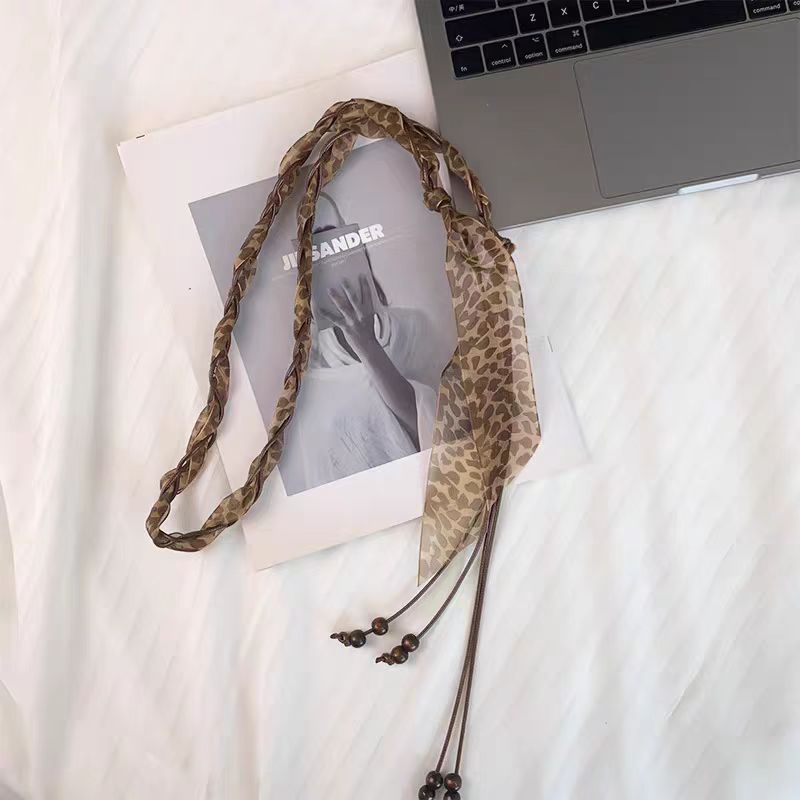 Vintage Leopard Print Twist Silk Scarf 6W6NSI208