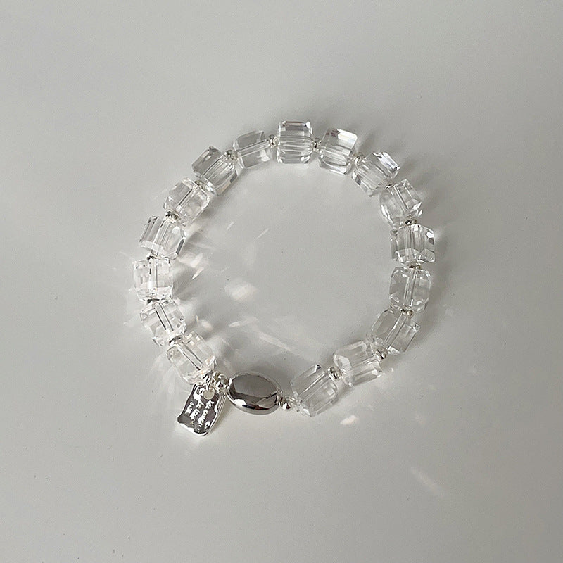 Simple Transparent Crystal Beaded Chain Bracelet 6W6JBR340