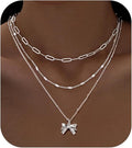 Fashion Bow Knot Gold Plated Chain Necklace 6W6JNC403L