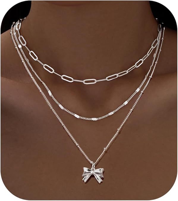 Fashion Bow Knot Gold Plated Chain Necklace 6W6JNC403L