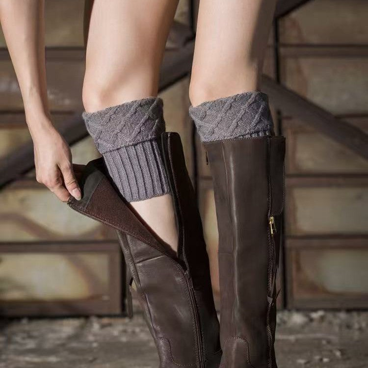 Diamond Crochet Short Cable Knit Boot Cuffs 6W8FSO882