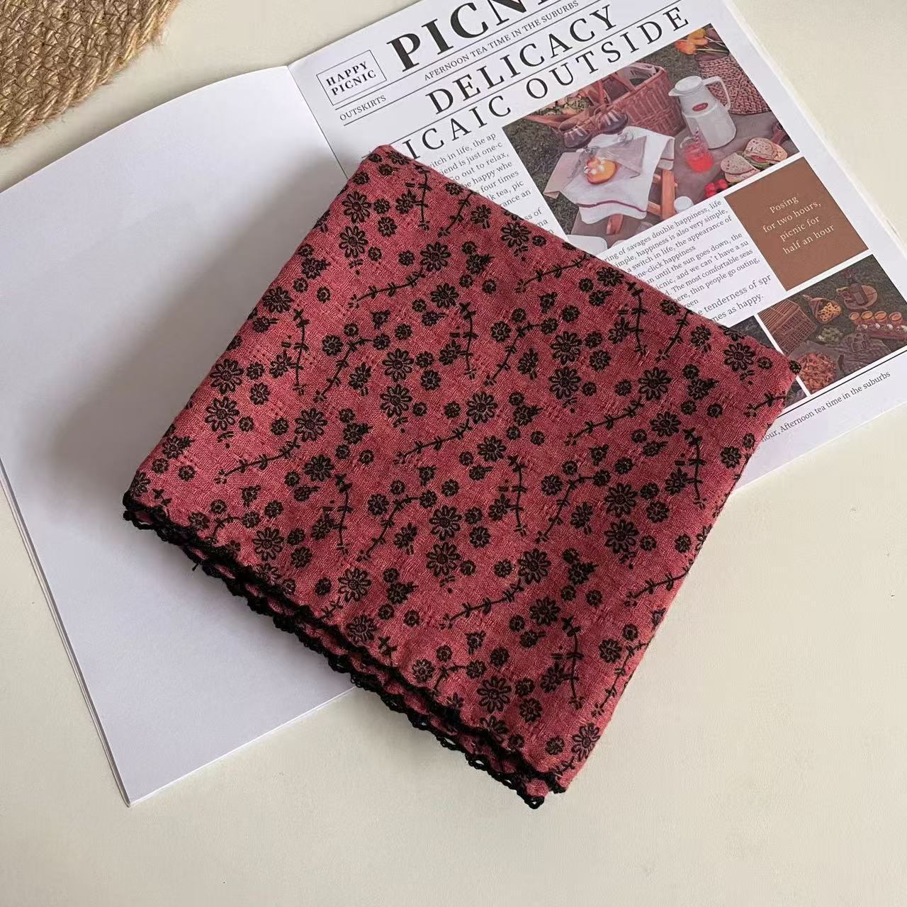 Vintage Floral Print Neckerchief Head Scarf MK2BW6W6NSI16