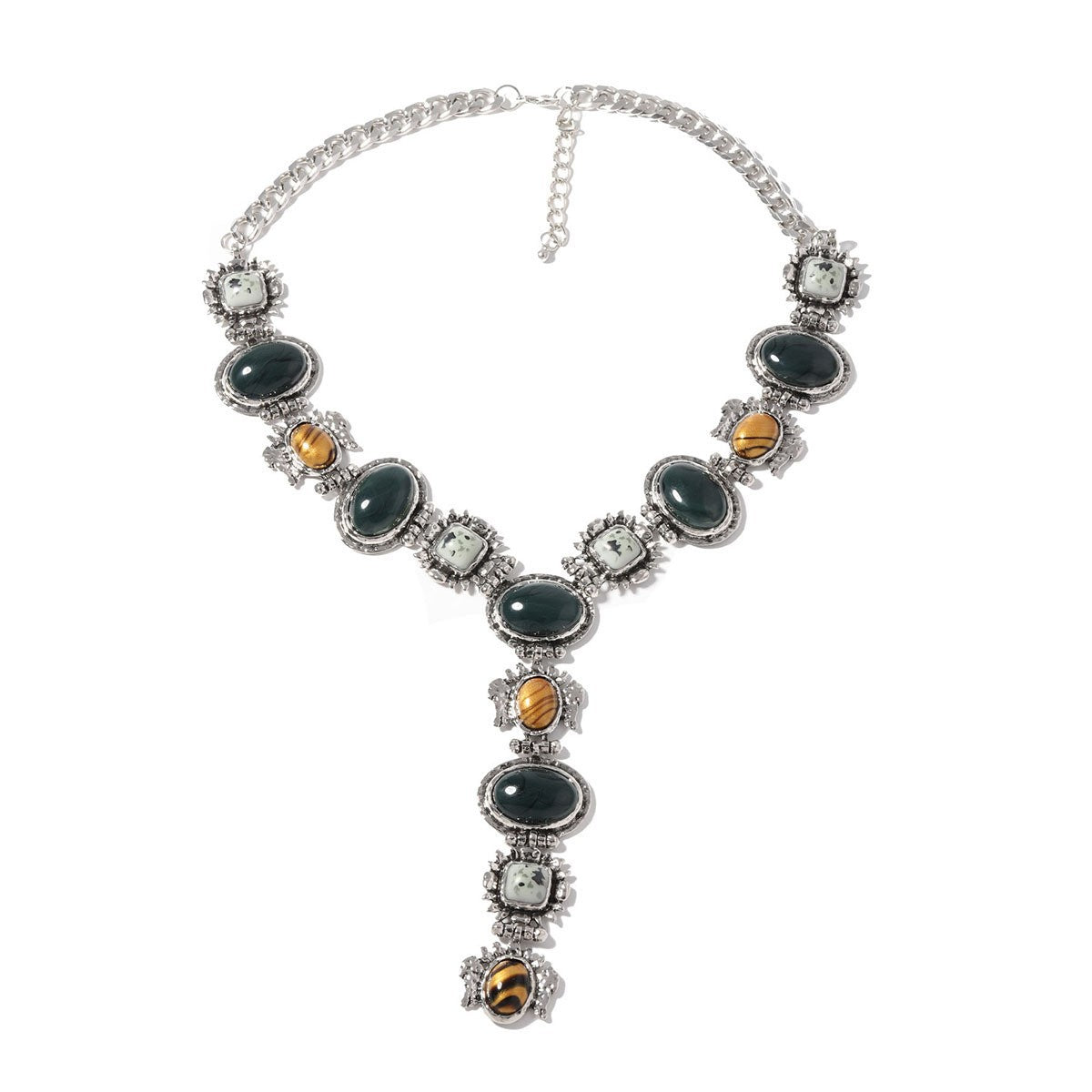 Vintage Gold Plated Oval Resin Jewel Y-necklaces 6W6JNC625