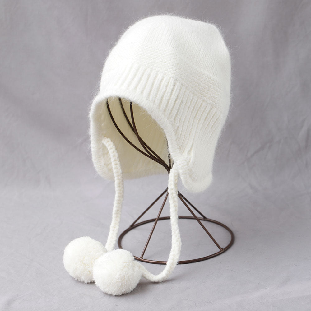 Simple Cute Pom-Pom Earflap Knit Beanie 6W6HAT692