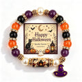 Handmade Halloween Ghost Beaded Stretch Bracelet 6W6JBR449