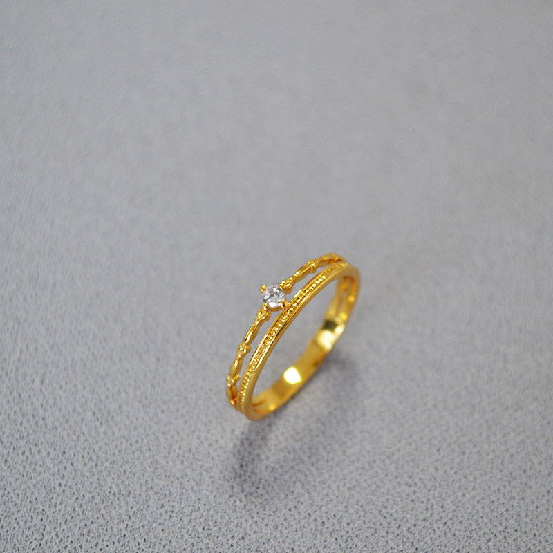 Double-Layer Rhinestone Adjustable Open Ring DP25E748
