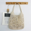 Solid Color Hand Woven Hollow Tote Bag 8CW6BBG530L