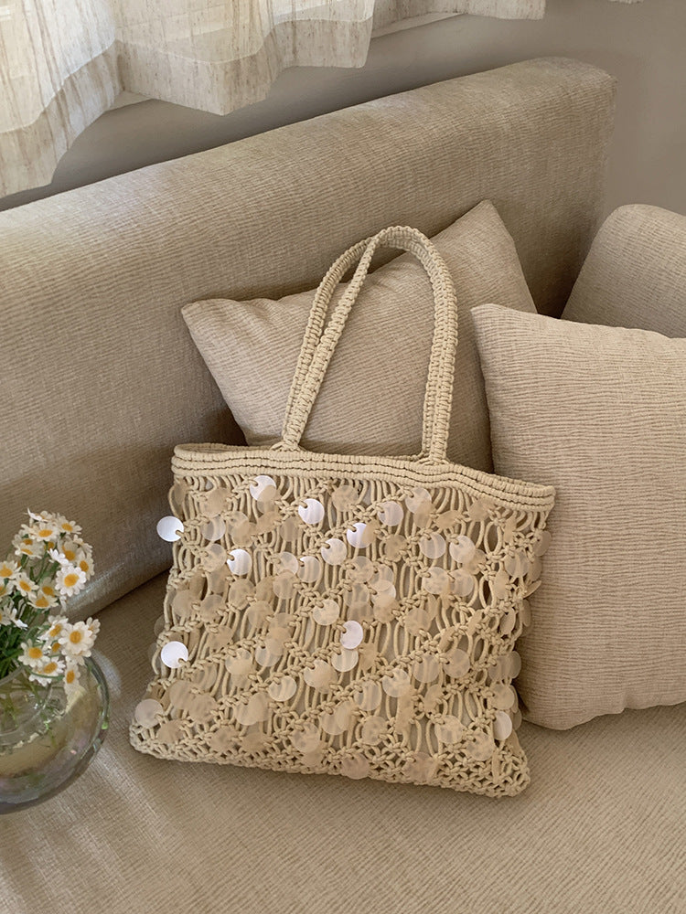 Crochet Hollow Out Shoulder Bag - DippedShop Wholesale - #3043