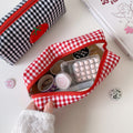 Cute Tomato Embroidery Plaid Print Makeup Bag MK2BW6S10BOB56
