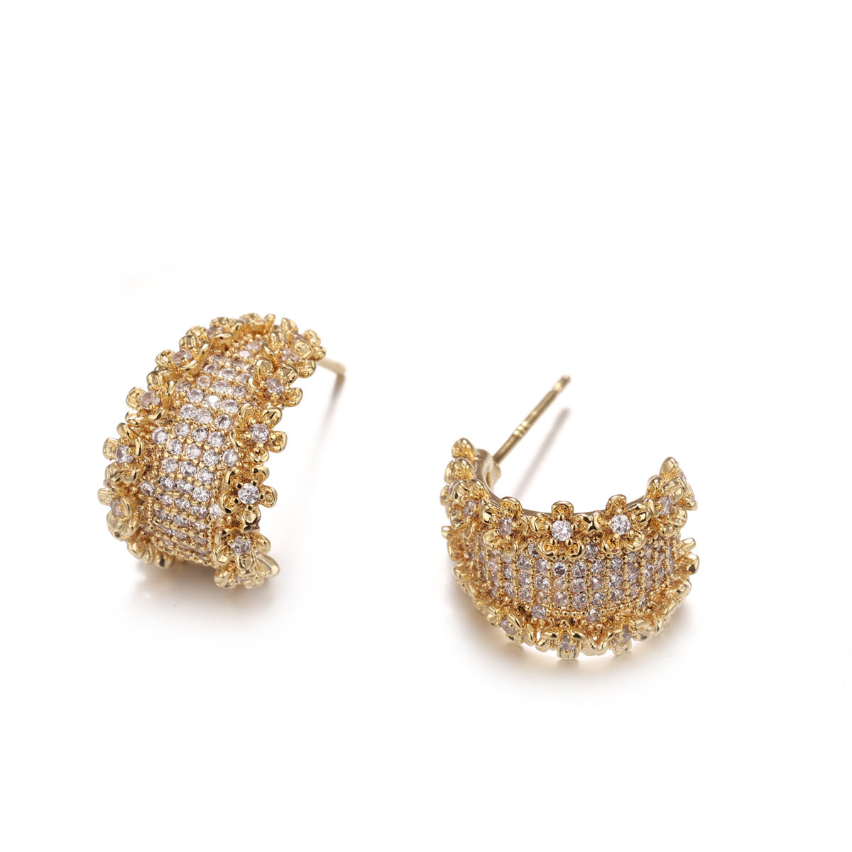 C-Shaped Cubic Zirconia Studs - DippedShop Wholesale - #4099