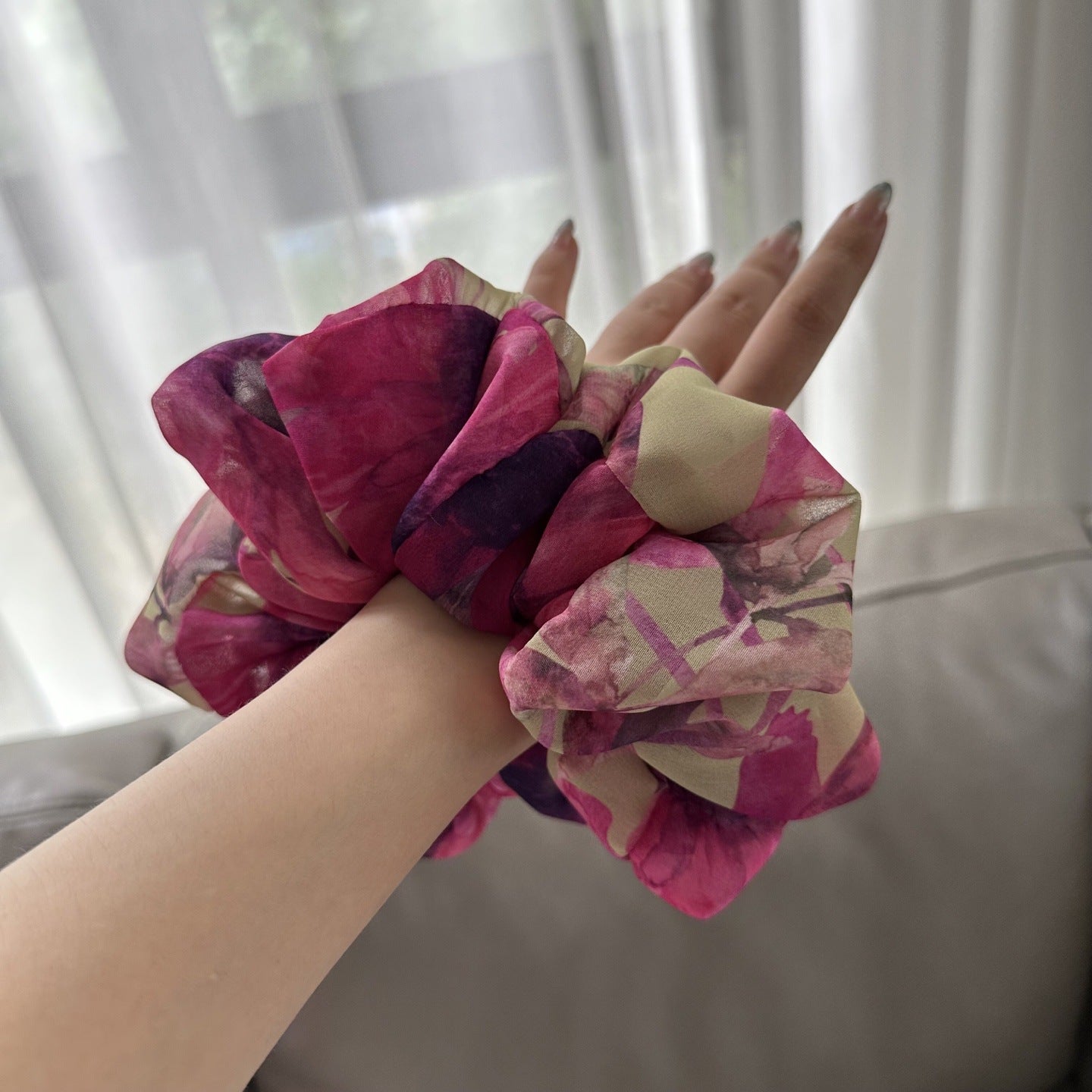 Flower Chiffon Hair Scrunchie - DippedShop Wholesale - #7155