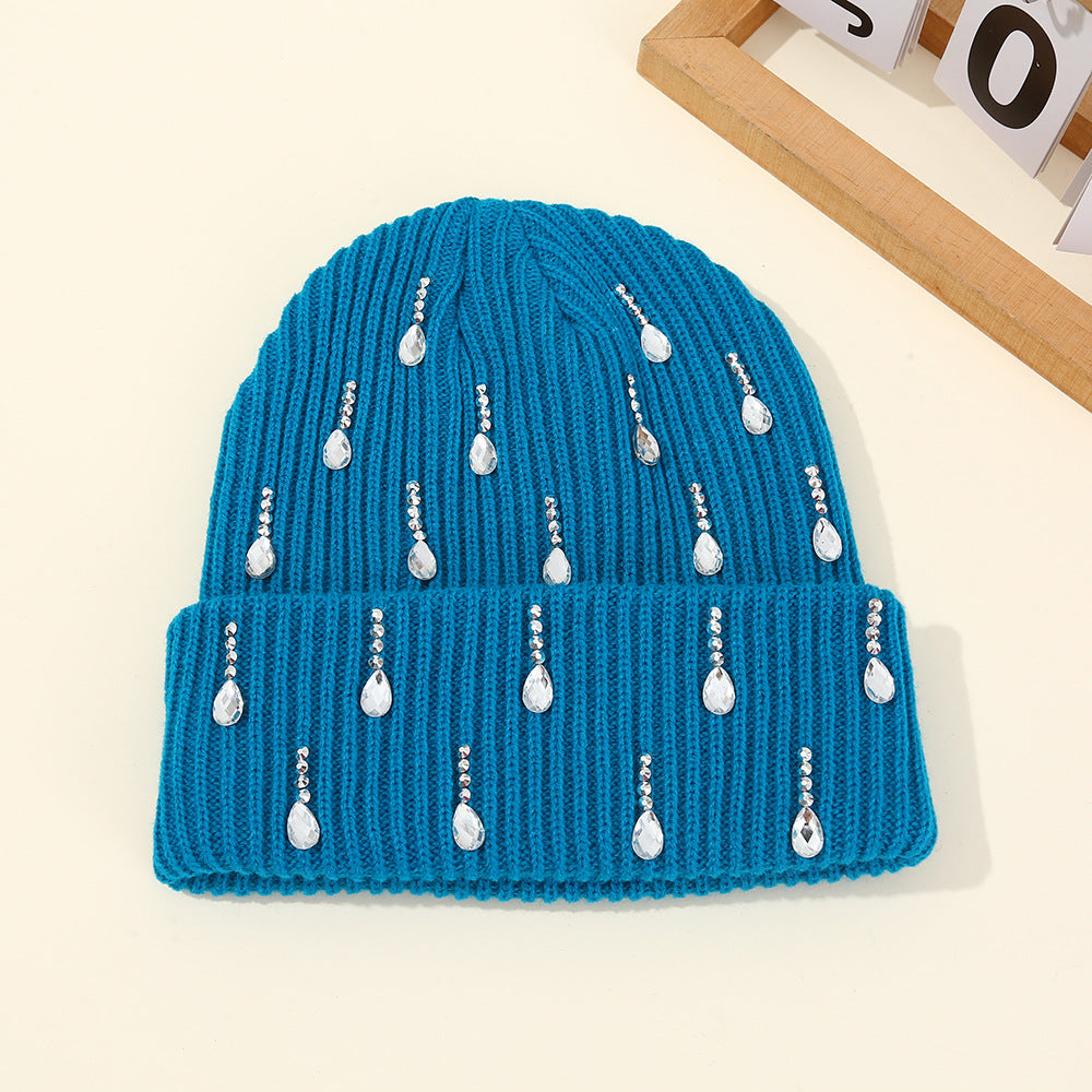 Rhinestone Cuffed Knit Beanie - DippedShop Wholesale - #2611