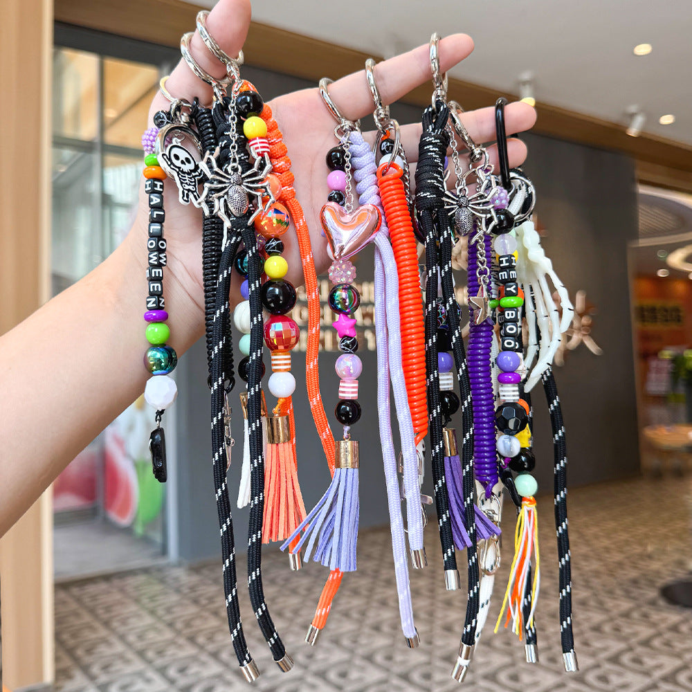 Halloween Cartoon Skull Beads Braided Bag Charm DP25G421