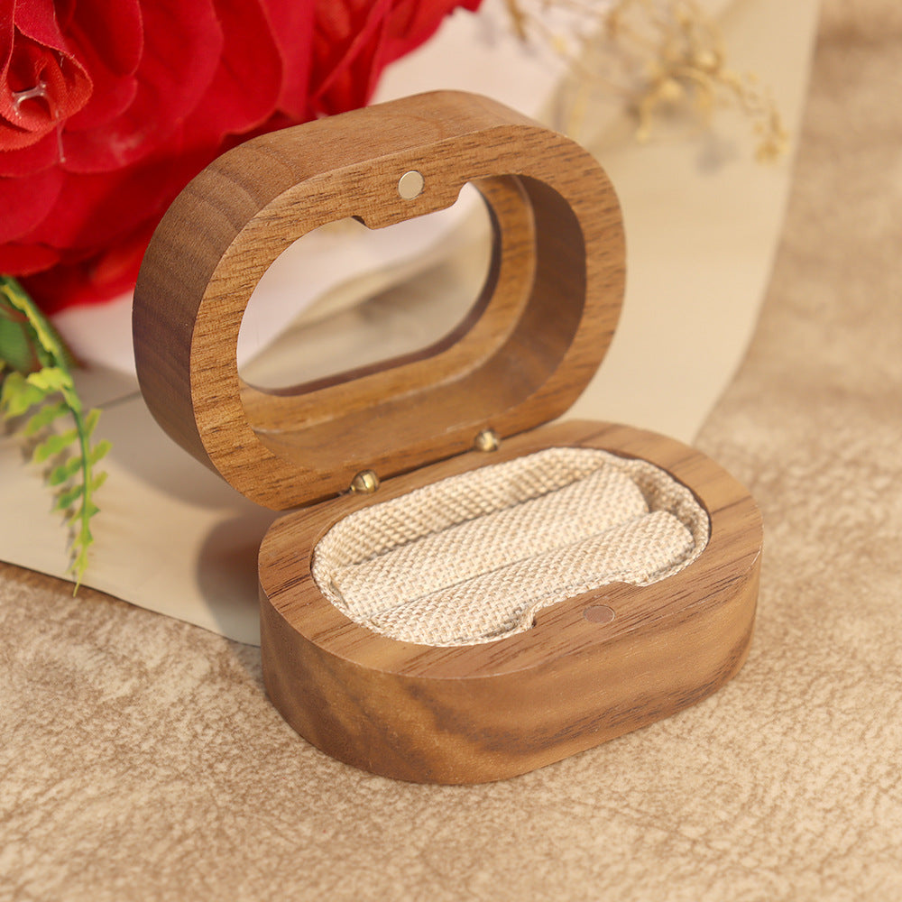 Oval Walnut Ring Box - DippedShop Wholesale - #7619