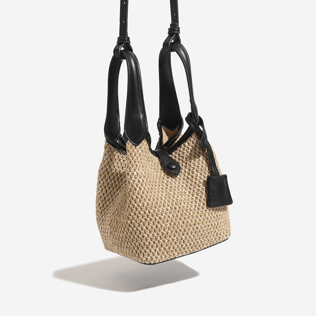 Trendy Beach Straw Woven Crossbody Bucket Bag MK2BLC6W10BBG302
