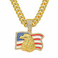 Trendy Gold Plated American Flag Eagle Pendants Necklace 8ZA6JNC275T