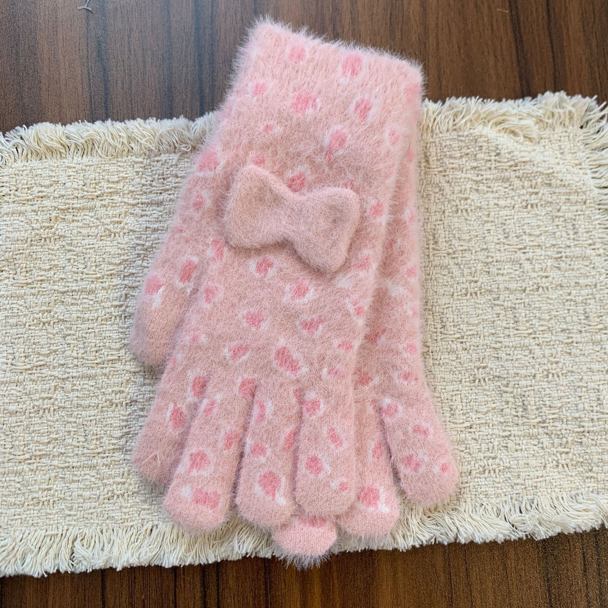Plush Bowknot Warm Gloves - DippedShop Wholesale - #4723