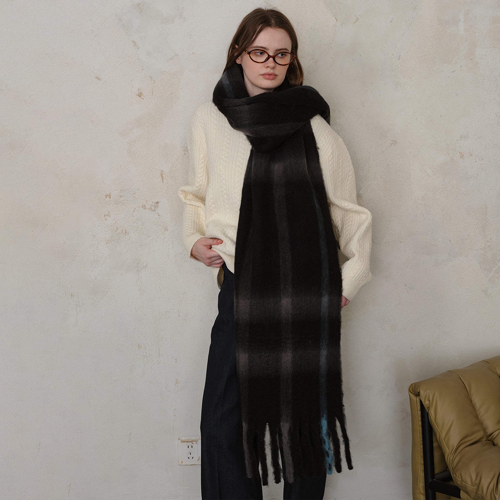 Vintage Soft Thick Imitation Cashmere Scarf 6W6NSW296