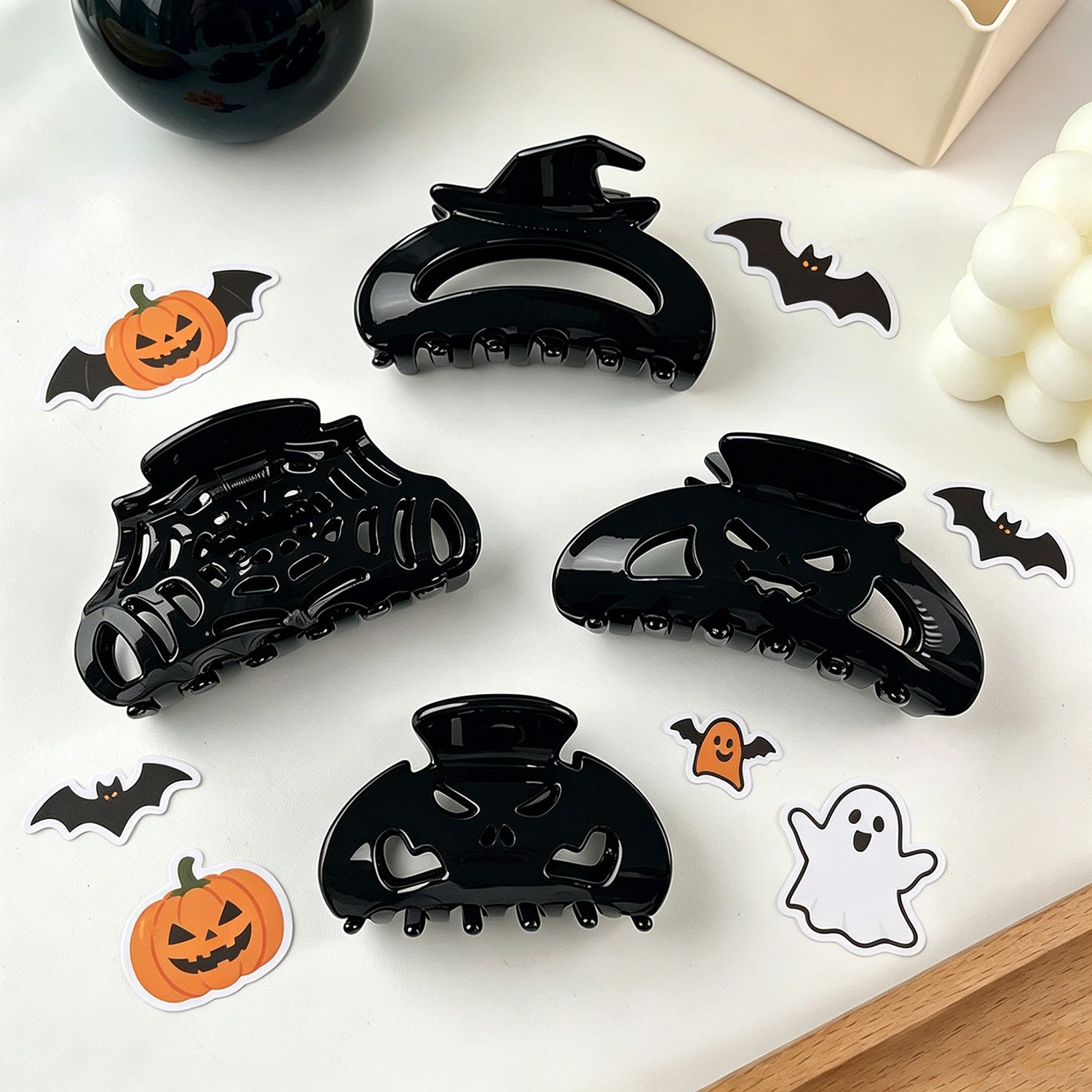 Halloween Black Witch Hat  Pumpkin Hair Claw 6W6HCP1313
