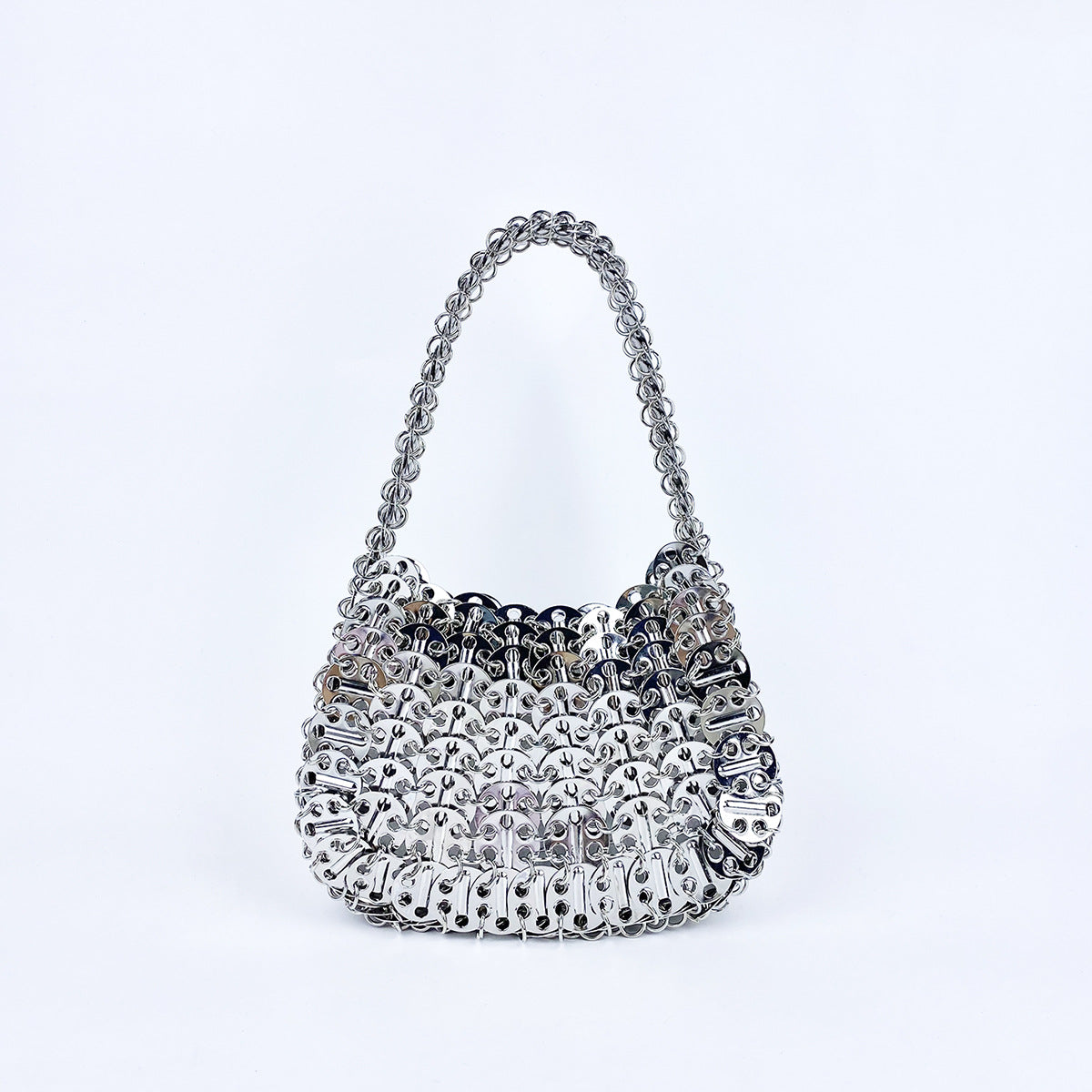 Stylish Solid Color Hand Woven Glitter Sequin Handbag 8CW6BBG514T