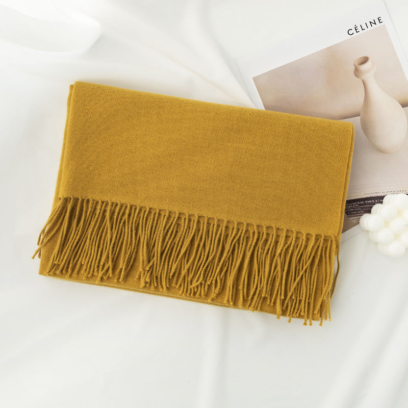 Warm Solid Color Tassel Scarf 6W6NSW305