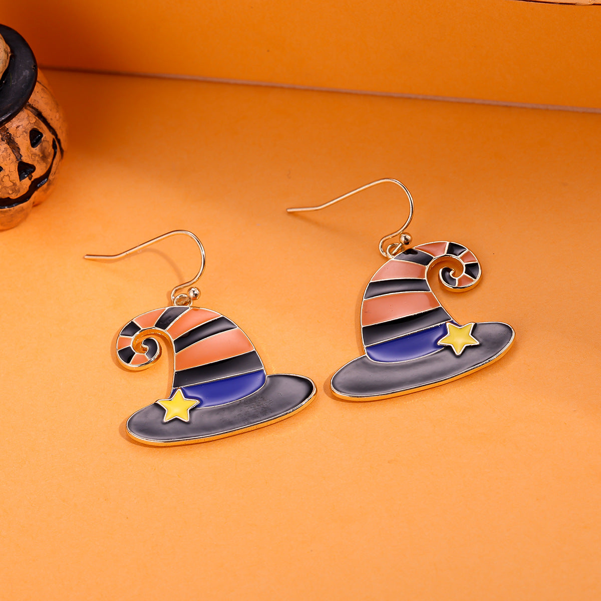 3+ Cartoon Witch Hat Halloween Earrings DPJE2724