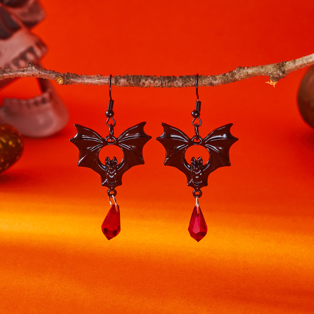 Vintage Gothic Bat Halloween Dangle Earrings DP25G514