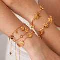 Fashion Gold Plated Rhinestone Flower Chain Bracelet 6W6JBR355
