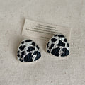 Vintage Geometric Round Leopard Print Stud Earrings 6W6JER595