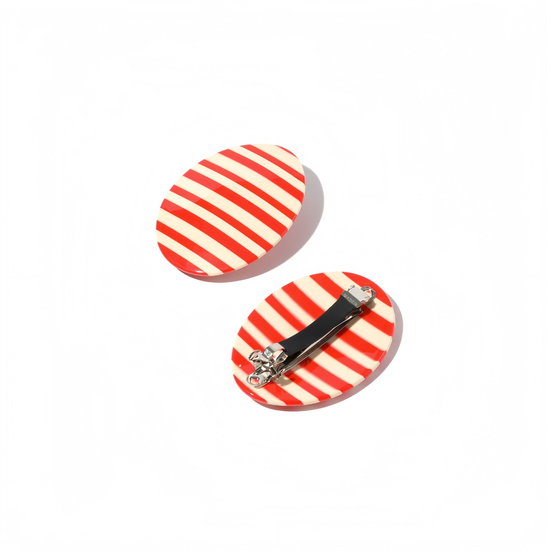 Sweet Striped Oval Mini Hair Barrette Clip 8AS6HCP260T
