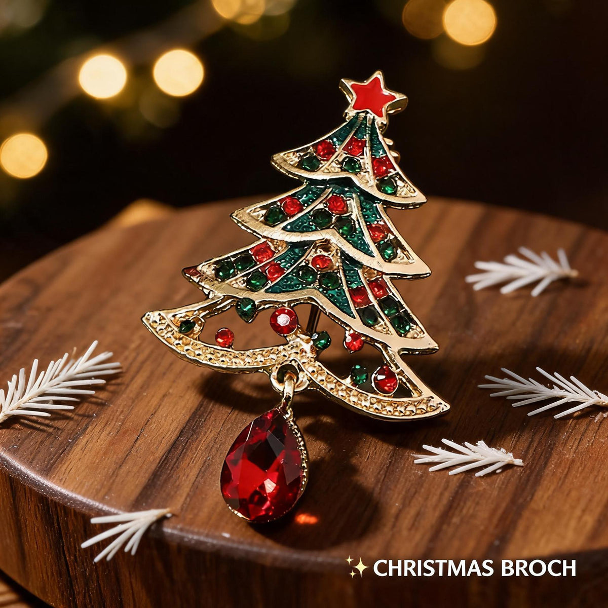 Rhinestone Christmas Tree Brooch - DippedShop Wholesale - #5923