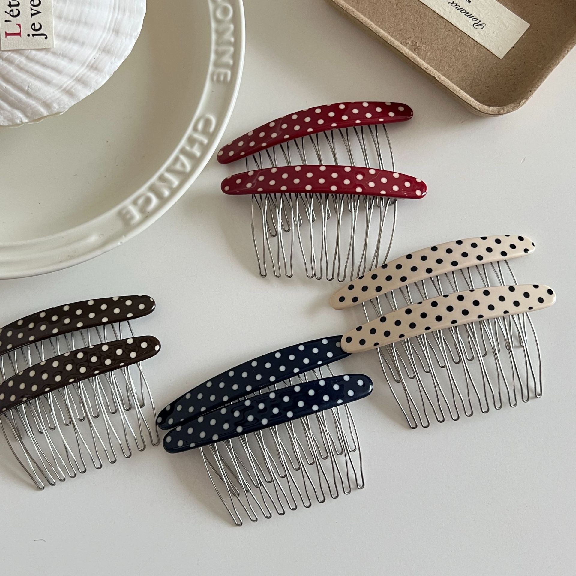 Polka Dot Oval Bangs Hair Comb Clip MK2MBEP6W6HPN10