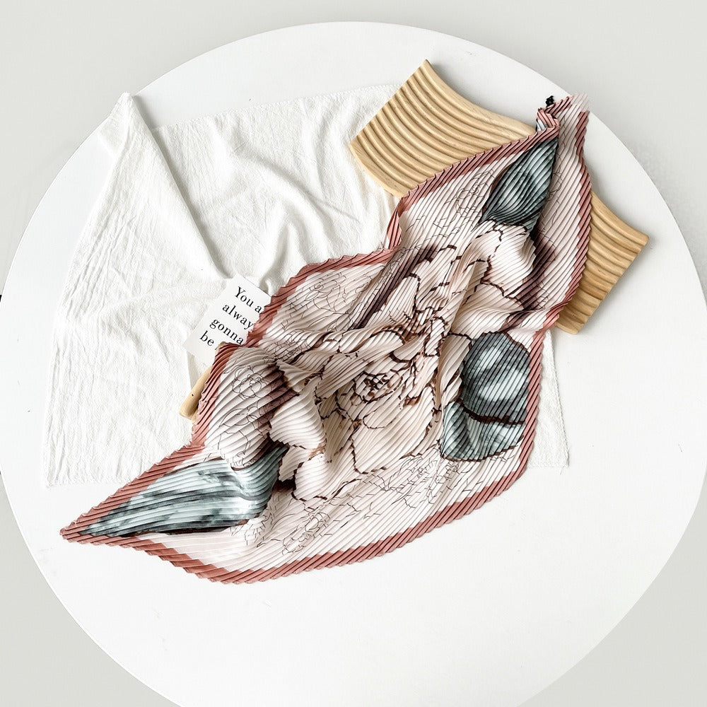 Pleated Floral Neckerchief Scarf - DippedShop Wholesale - #0003