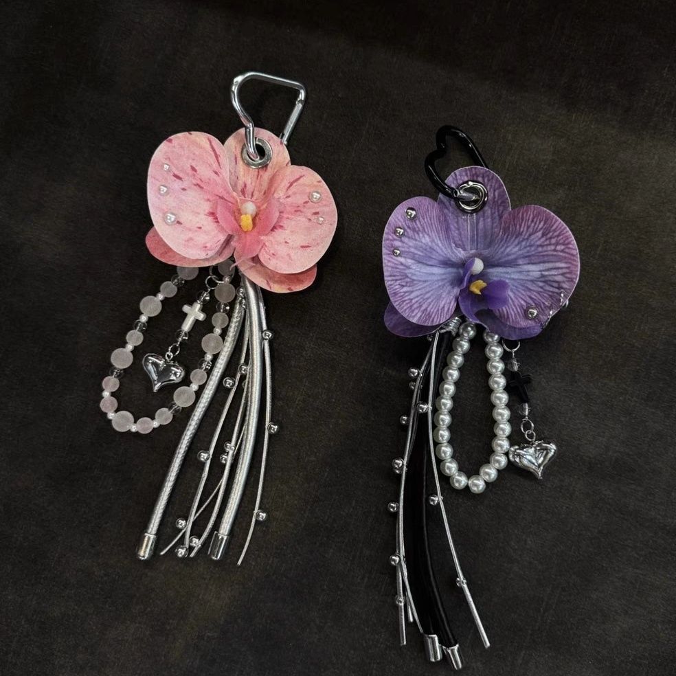 Sweet Oversize Phalaenopsis Tassel Keychain Bag Charm 6W10BBC395