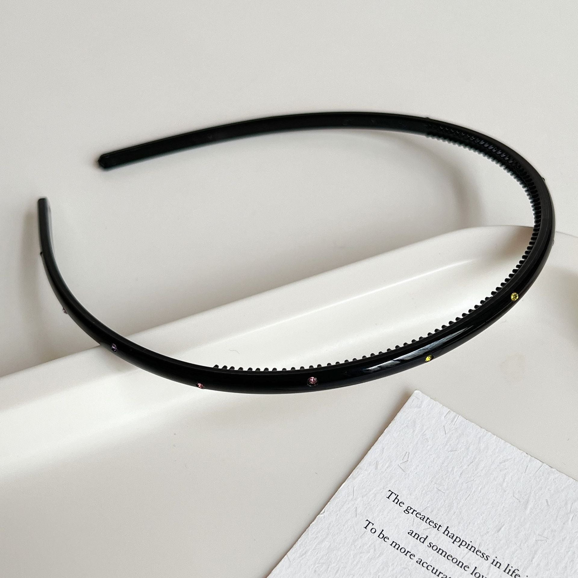 Minimalist Solid Color Sparkling Diamonds Thin Headband MK2SPM6W6HBD01