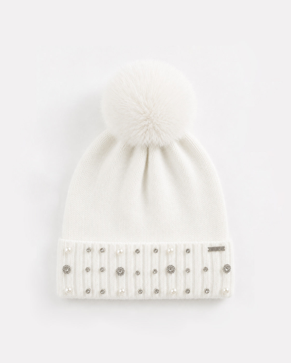Cute Pom Rhinestone Wool Blend Knit Beanie 6W6HAT644