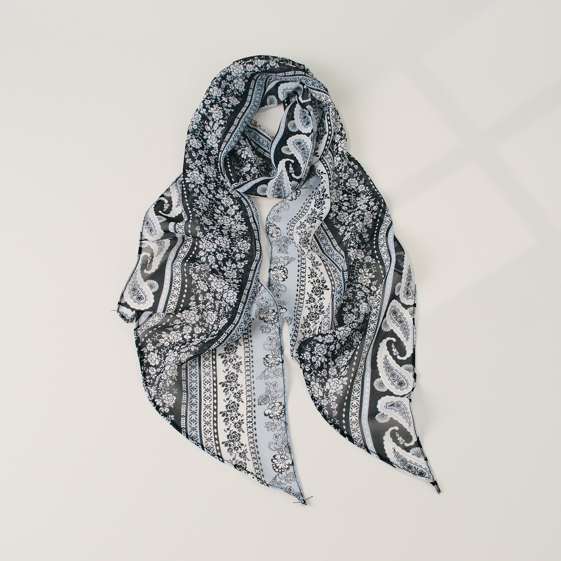 Color Block Plaid Print Silk Scarf 6W6NSI222