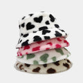 Cute Heart Print Color Block Fluffy Bucket Hat 6W6HAT534